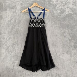Leifnotes by Anthropologie Womens Dress Size 2 Black Blue White Empire Waist